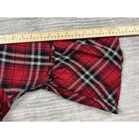 C‎ Label Top Womens Large Red Plaid Off Shoulder 3/4 Sleeve Bohemian Casual - Picture 6 of 12